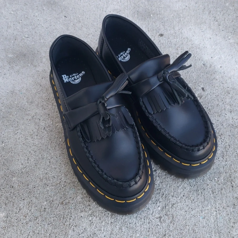 Dr. Martens Adrian Quad Leather Platform Loafers Size 5 Grunge Punk Black